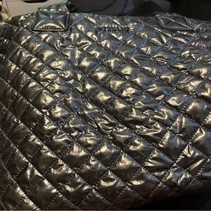 MZ Wallace Quilted Metallic Silver Bag with crossbody strap